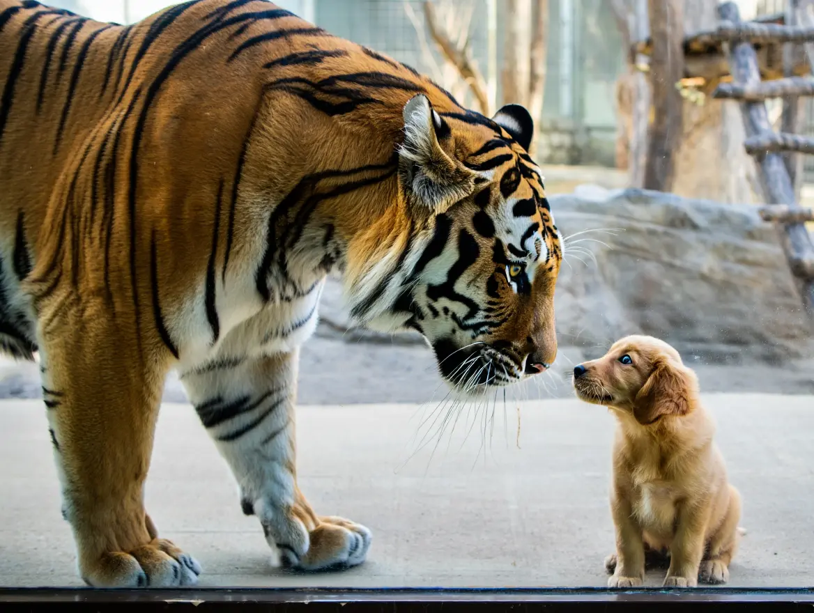 Puppy Slips Into Tiger Enclosure – What Zookeepers Catch on Camera Is Unbelievable!